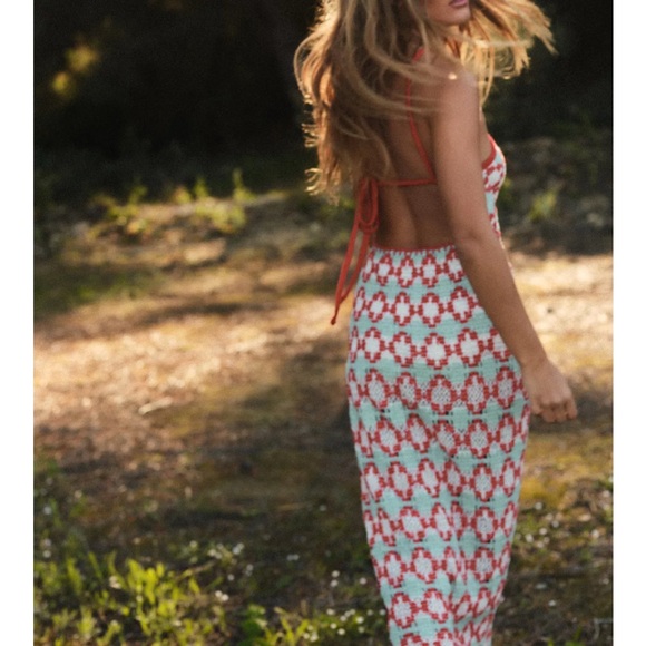 NWT - Zara Knit Maxi Dress - Zara Red and Blue Patterned Maxi Dress, size medium - Picture 3 of 15